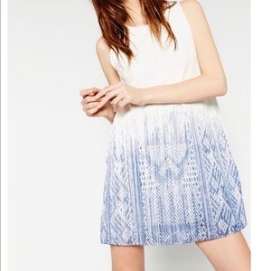 Zara White and Blue Sleeveless Dress
